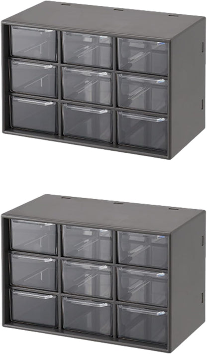 Feadily 4PCS Small Drawer Organizer for Desk, Desktop Drawer Organizer with 9 Clear Drawers, Plastic Desktop Storage Drawers 7.1 Inch x 3 .9 Inch x 4.7 Inch, White