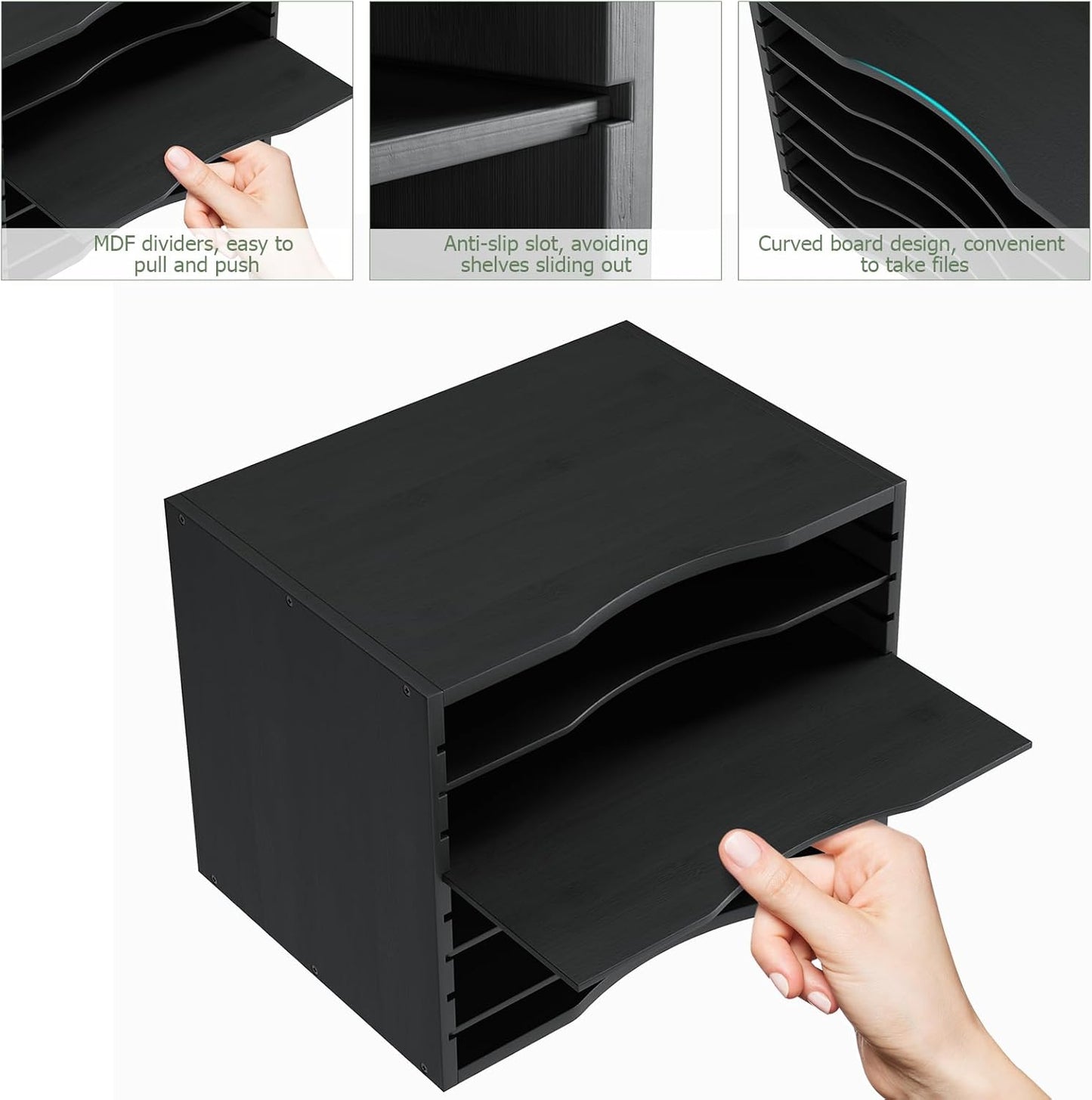 Bamjoy Bamboo 5 Tier Desktop Organizer, Paper Organizer Mail Sorter, File Holder Letter Document Storage with Adjustable Shelves for School Home Office, Natural