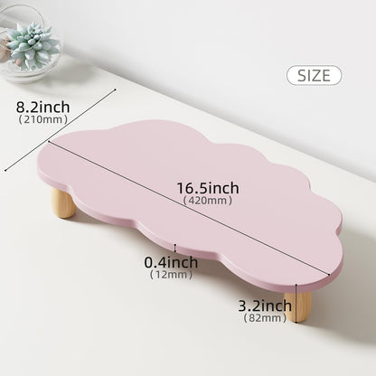 AFOOYO Monitor Stand Riser,Cloud Shape Wood Computer Monitor Stand, 16.5IN Monitor Stand Riser, Multi-Purpose Desktop Organizer Riser for Computer,Laptop,Printer,TV,Pink