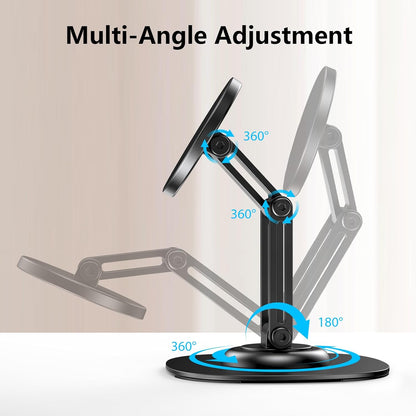 CreaDream Magnetic Phone Stand, MagSafe iPhone Stand Holder for Desk with 360° Rotating Metal Base, Foldable Cell Phone Stand Compatible with iPhone 17 16 15 14 13 12 Pro Max and MagSafe Case