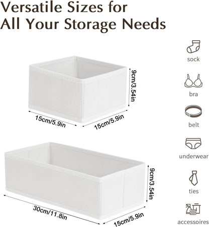 DIMJ Drawer Organizers Clothes, Dresser Organizer Bins for Baby Clothes,Underwear and Sock, Fabric Closet Organization and Storage Boxs, Drawer Dividers for Nursery, Clothing, Tie - 4 Pack, Beige