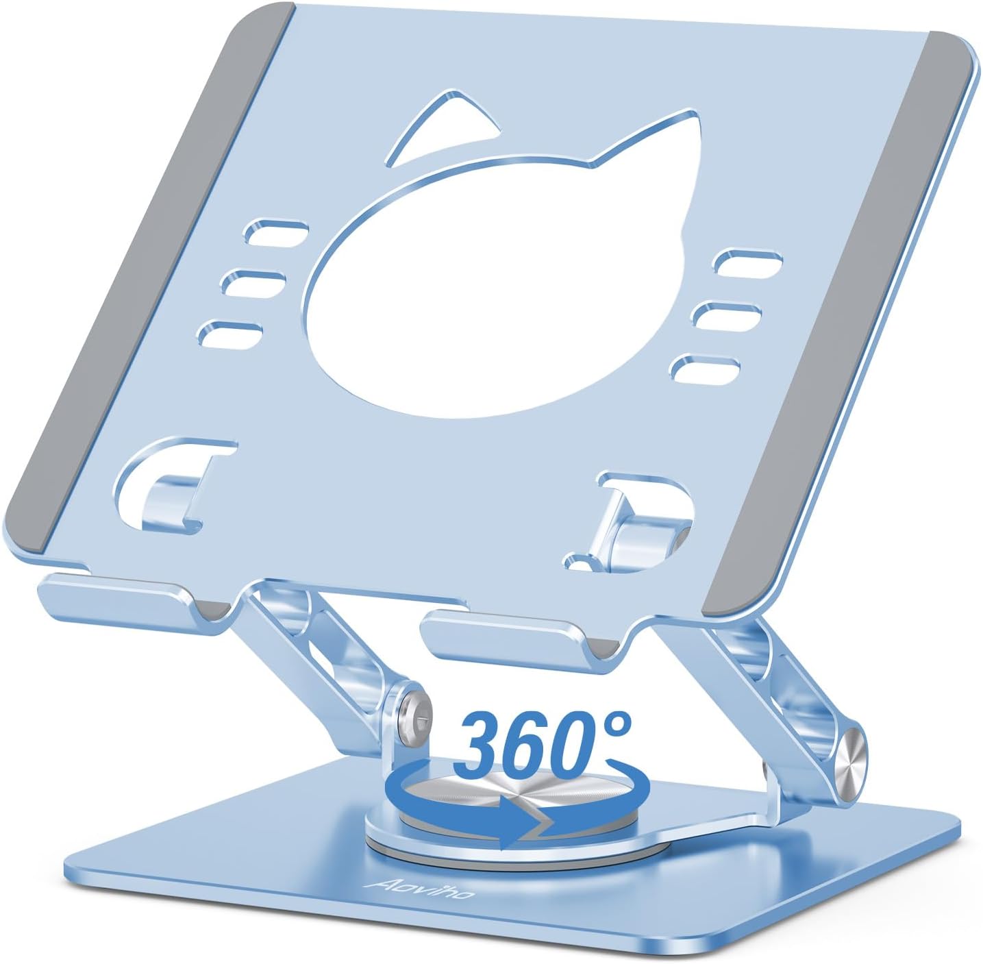 Aoviho Tablet Stand 360° Rotating Aluminum Holder - Adjustable, Portable & Foldable Monitors Stand for iPads, Compatible with 4-13.3" Tablets, Purple