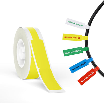 NIIMBOT Thermal Transfer Cable Labels 0.49" x 4.29", Only for N1(B18) Label Maker, PET Material, Waterproof and High-Temperature Resistance, Long Storage Time, 1 Roll of 60, Yellow