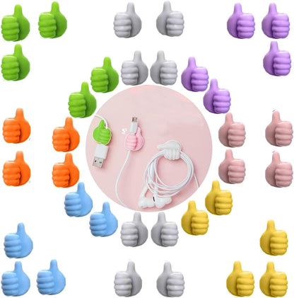 50Pcs Creative Silicone Thumb Up Wall Hook, Self Adhesive Cable Clips, Funny Cord Holders for Cables, Wall Decoration Hook Home/Office Data Cable Clip Wire Desk Organizer
