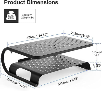 suptek Monitor Stand Riser for Computer,Laptop,Printer, Notebook and All Flat Screen Display with Vented Metal Platform and 4 Inches Height Underneath Storage (MST004)