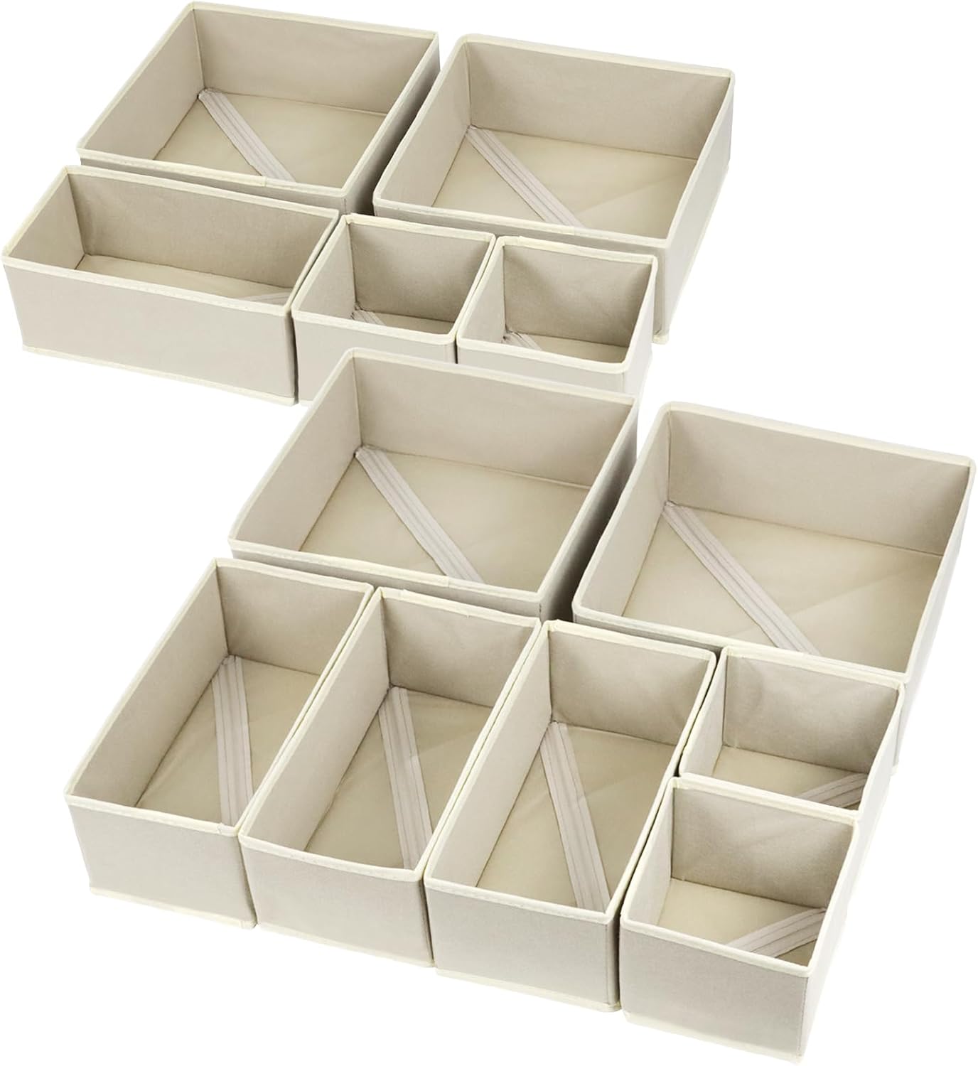 Fordonral 12 Pack Drawer Organizer Clothes, Foldable Fabric Dresser Organizer Closet Organizers and Storage Box for Underwear,Folded Clothes,Baby Clothing,Socks,Bra,Towels,Ties(12 Pack,Gray)
