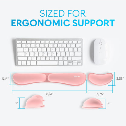 KLIM Mouse & Keyboard Wrist Rest Set - Silky Gel Memory Foam - Ergonomic Wrist Rest for Computer Keyboard, Wrist Pad for Keyboard + Wrist Rest for Mouse - for Gaming and Office - Pain Relief - Black