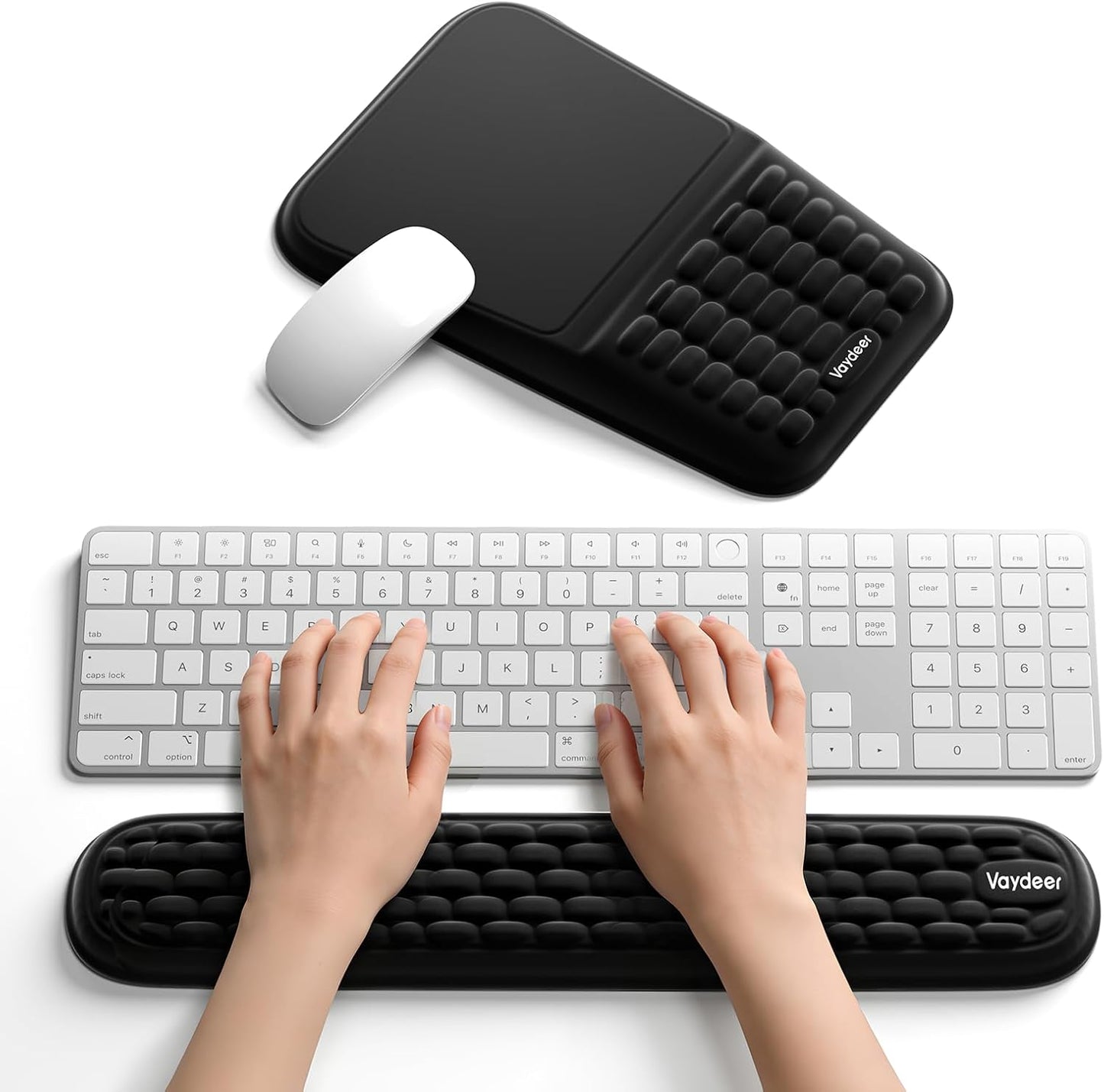 2-in-1 Keyboard & Mouse Wrist Rest Set – Ergonomic Pain-Relief Support, Memory Foam Wrist Cushion with 8° Slope & Massage Nubs, Non-Slip PU Base, Relieves Wrist Pain & Carpal Tunnel from Long Typing