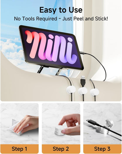 Cord Organizer Holder, 360° Rotatable Magnetic Cable Clips, Strong Adhesive Cable Management Desk Accessories, Adjustable Wire Organizer Hide Cords Neatly for Nightstand/Home/Kitchen/Office/Car