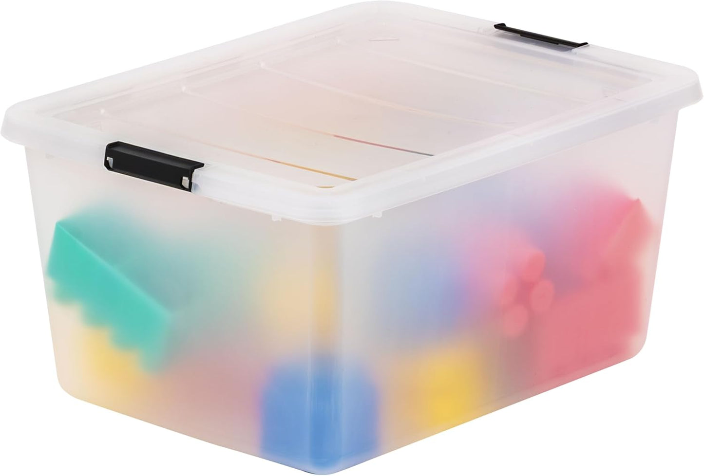 IRIS USA 18 QT Clear Storage Organizer with Removable Dividers, Stackable Plastic Storage Box with Lid, Modular Container for Crafts, Tools, Office & Pantry Organization