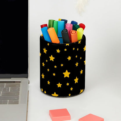 Leather Pen Holder for Desk, Love Cherry Pencil Organizer Pencil Cup Desk Decor Makeup Brush Holder Multifunctional Office Supplies for Home,Office, School
