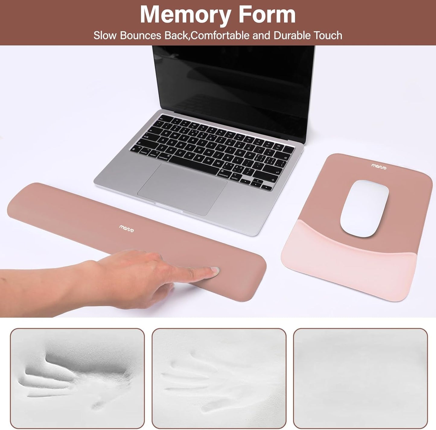 MOSISO Wrist Rest Support for Mouse Pad&Keyboard Set, Rectangular Ergonomic Mousepad Non-Slip Base Home/Office Pain Relief&Easy Typing Pad with Neoprene Cloth&Raised Silicone Lining, Green