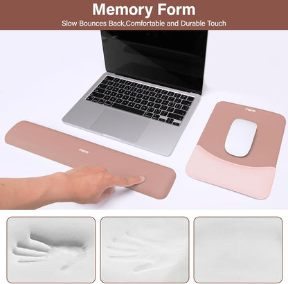 MOSISO Wrist Rest Support for Mouse Pad&Keyboard Set, Rectangular Ergonomic Mousepad Non-Slip Base Home/Office Pain Relief&Easy Typing Pad with Neoprene Cloth&Raised Silicone Lining, Green