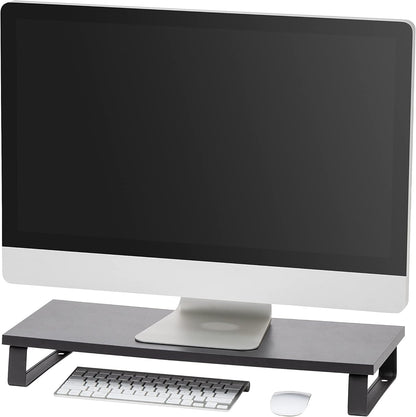 IRIS USA 1-Tier Multi-Purpose Modern PC Monitor Organizer Stand with Metal Legs, Ergonomic Desktop and Countertop Riser for Computer Laptop TV Kitchen Pantry and Closet Organization, Black