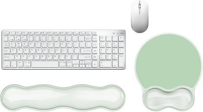 Wrist Rest for Keyboard- Ergonomic Gel Keyboard Wrist Rest and Mouse Pad Set, Non-Slip PU Base for Office, Laptop & Gaming - Green