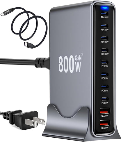 500W USB C Charger Block, Multi-port Fast USB Charging Station Dual PD 100W GaN Ⅲ Charging Station For Multiple Devices, Laptop Charger Adapter Compatible with MacBook, DELL, iPad, iPhone, Samsung etc