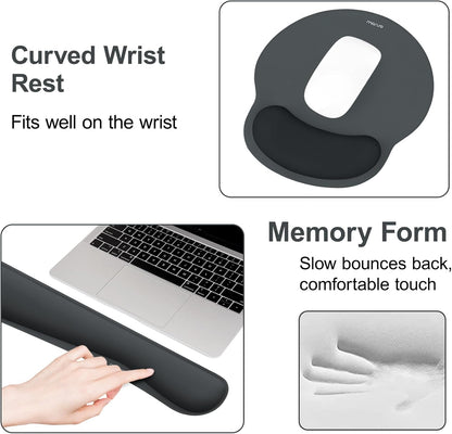 MOSISO Wrist Rest Support for Mouse Pad&Keyboard Set, Streamline Ergonomic Mousepad&Coaster Non-Slip Base Home/Office Pain Relief&Easy Typing Pad with Soft Cloth&Silicone Lining, Antique Green
