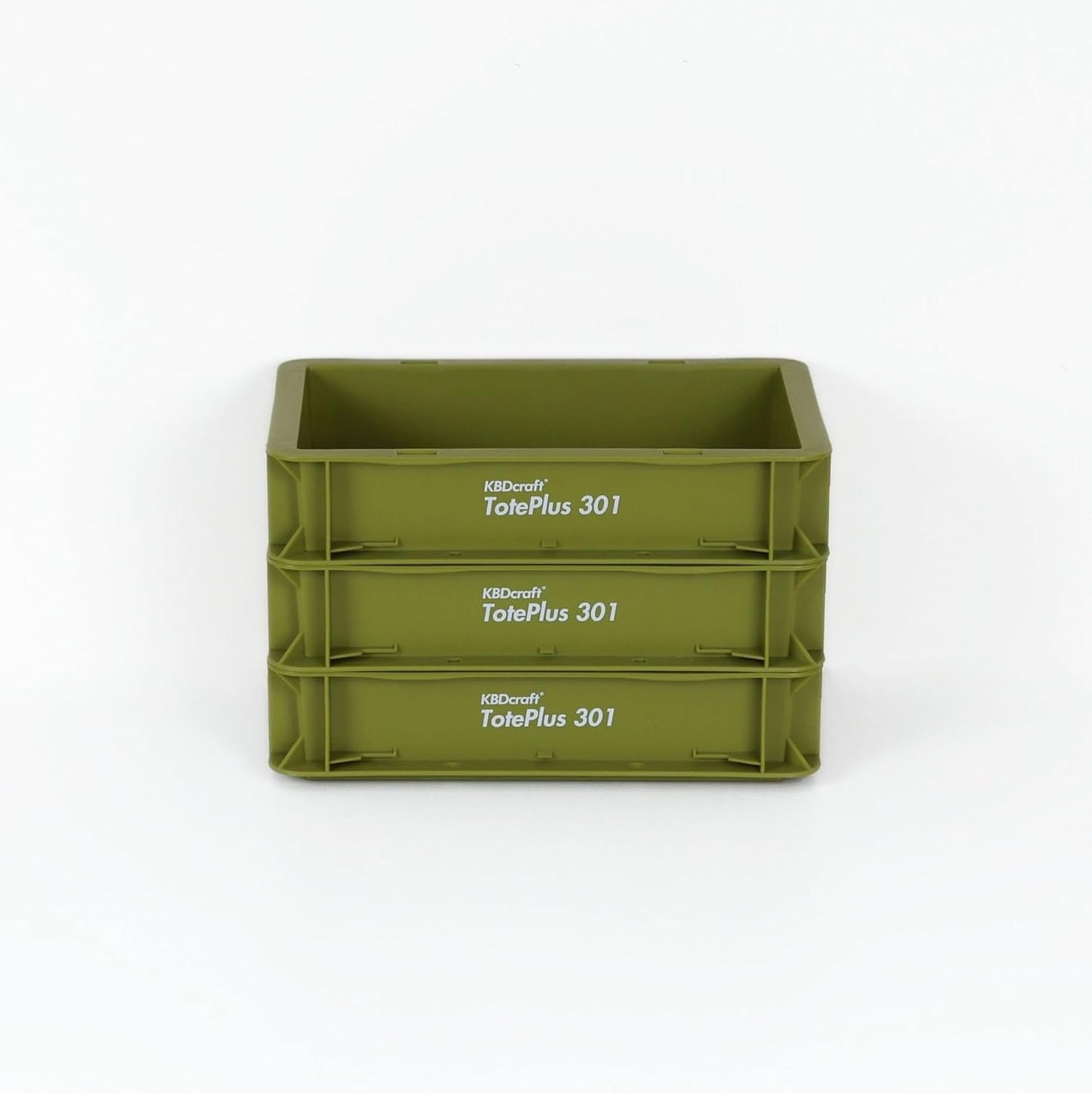 KBDcraft Stackable Storage Bin - Heavy-Duty Plastic Organizer Box and Tray with Straight Walls, small plastic bin totes for storage, 12"x8"x3", 0.5Gal, Green, 3 Pack