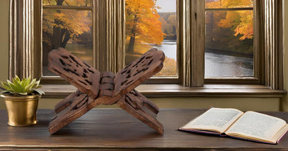Beautiful Handmade Wooden Prayer Book Display Stand Holder Rehal for Religious Holy Books The Bible Quran Geeta Foldable Book Rest Traditional Living Room Home Decor Accents (12 (L) x 6 (W) Inches)