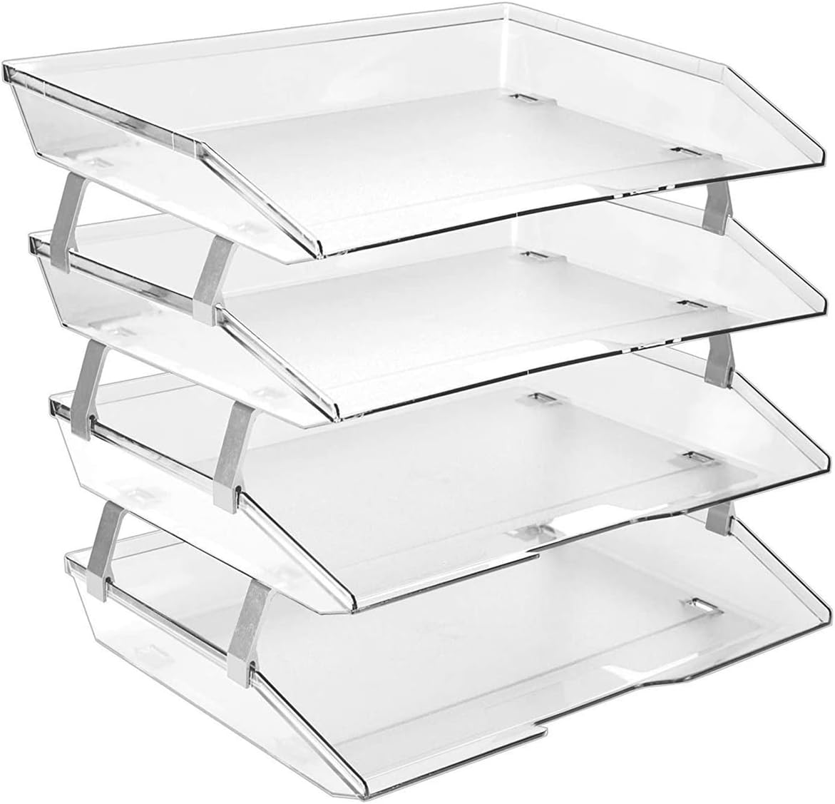 Acrimet 3 Tier Paper Letter Tray Side Load Letter Size, Office Desk File Document Organizer Plastic (Clear Crystal Color)