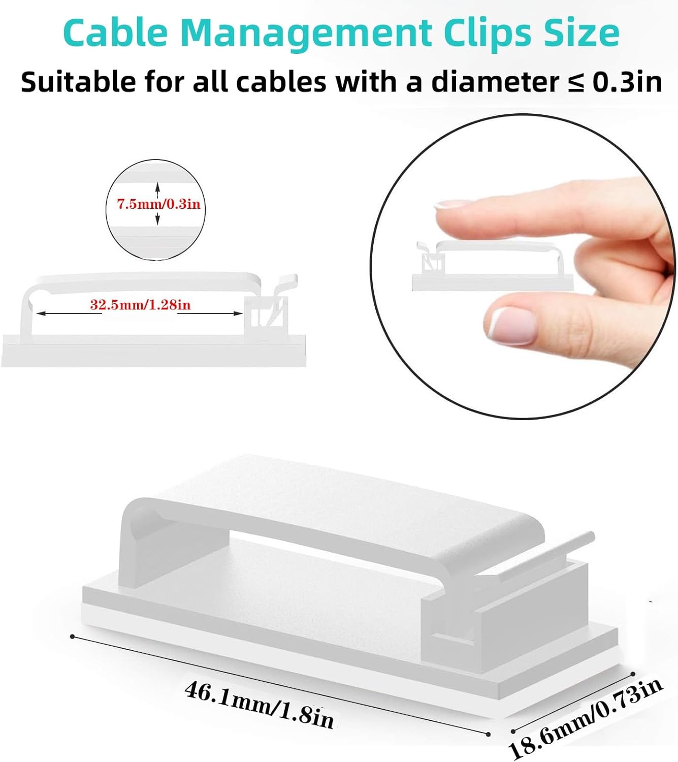 for Desk Under Table Wire Management Adhesive Cable Clips 49Pcs(Black).Used for Computer pc,tv,ethernet Wires Cable Management on Large Cable Hooks Organizer Clips (Black, Large：29PCS)