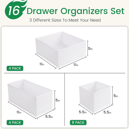 Criusia Drawer Organizer Clothes, 8 Pack Underwear Organizer, Foldable Closet Organizers and Storage Dresser Dividers for Clothes, Socks, Scarves, Ties (Gray)