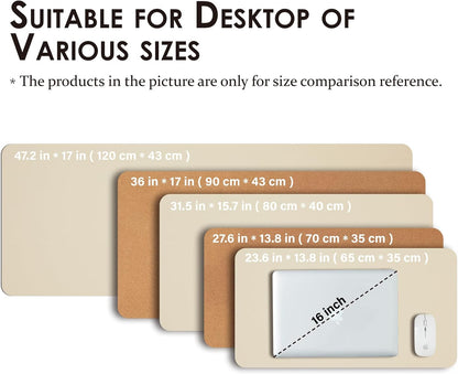 Cork Desk Mat - Dual-Sided Desk Pad for Office and Home - Desk Organization and Accessories - Ideal for Large Mouse Pad and Desk Mats on Top of Desks(Dark Green,90cmx 43cm)