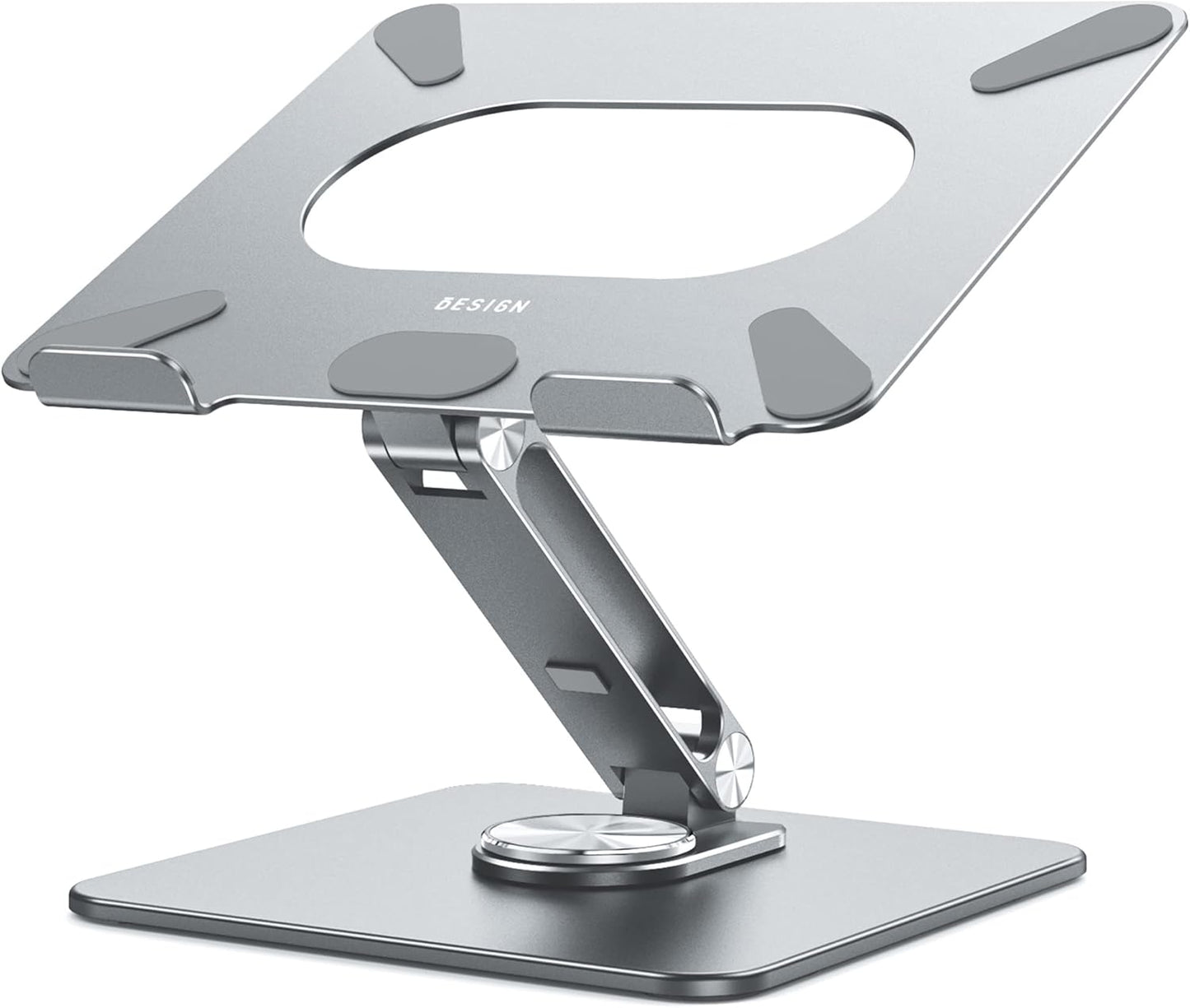 BESIGN LSX7 Laptop Stand with 360 Rotating Base, Ergonomic Adjustable Notebook Riser, Foldable Computer Holder Compatible with 10-15.6" Laptops (Black)