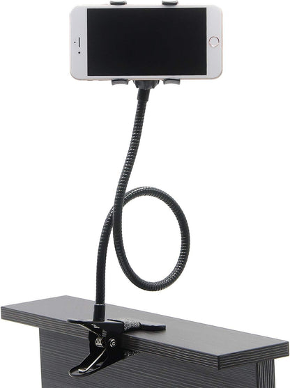 Cell Phone Holder, Universal Lazy Bracket Mobile Phone Stand, Flexible Gooseneck Long Arm Clip (White)