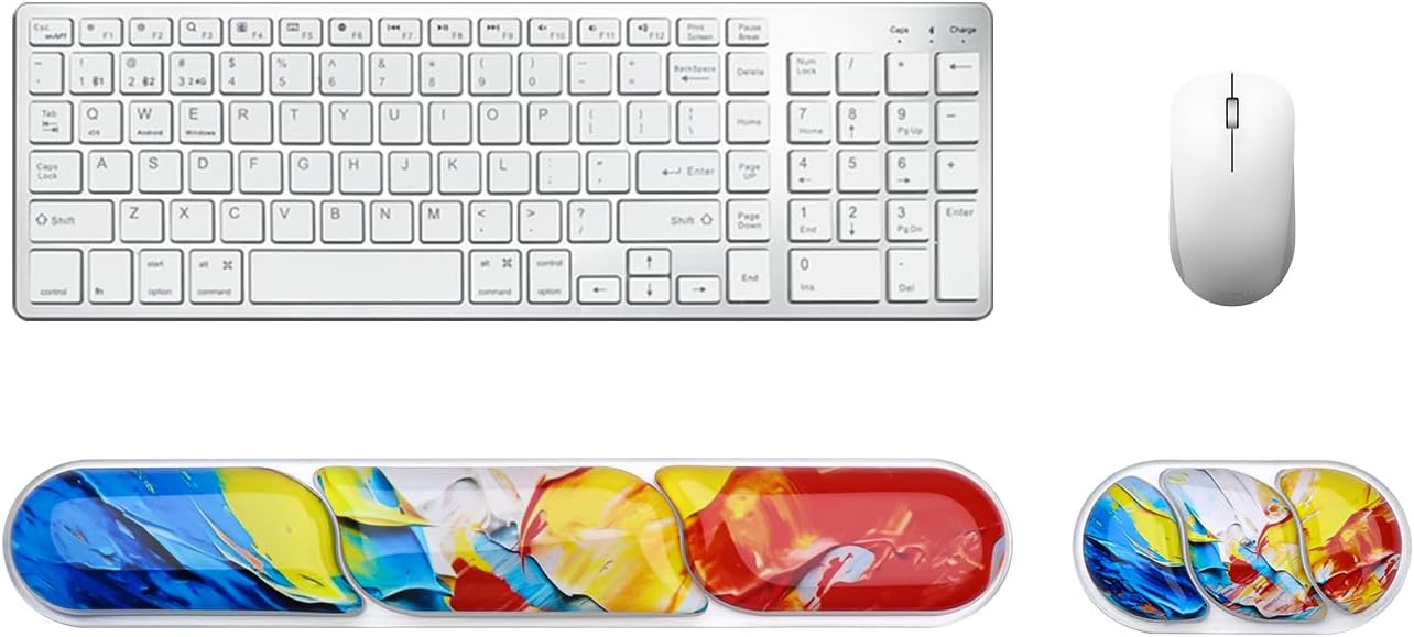 Wrist Rest for Keyboard- Ergonomic Gel Keyboard Wrist Rest and Mouse Pad Set, Non-Slip PU Base for Office, Laptop & Gaming - Green