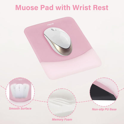 MOSISO Wrist Rest Support for Mouse Pad&Keyboard Set, Rectangular Ergonomic Mousepad Non-Slip Base Home/Office Pain Relief&Easy Typing Pad with Neoprene Cloth&Raised Silicone Lining, Green