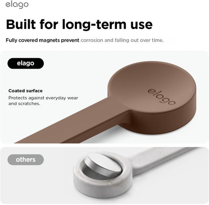 elago 3 Pack Magnetic Cable Ties, Premium Silicone Cord Organizer, Reusable Strong Magnet Cable Organizer, Elegant Desk Management Solution (Brown)