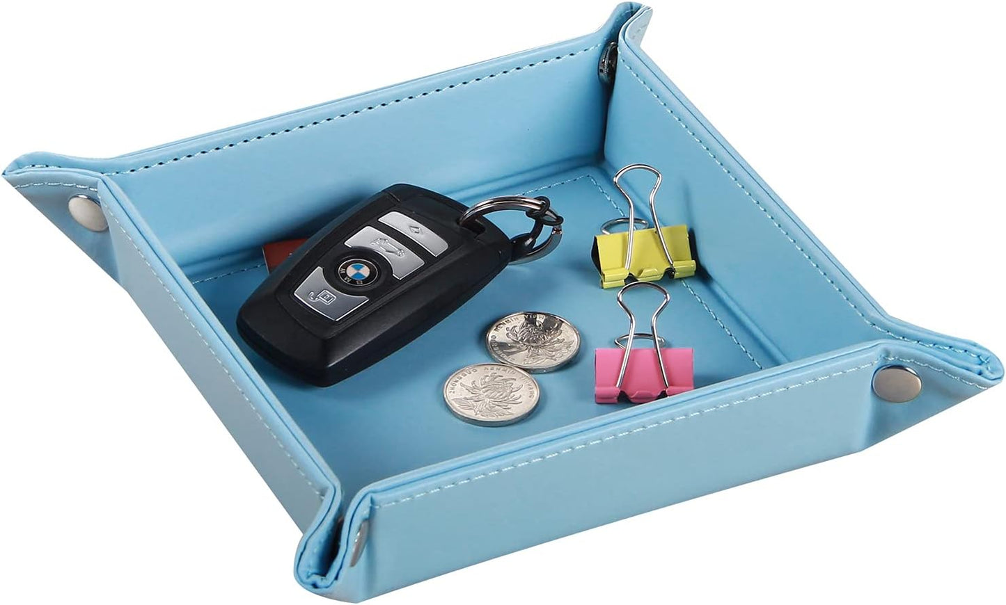 YAPISHI Key Dish Bowl for Men, Entryway Catchall Holder Bedside Table Valet Tray for Pocket Stuff, PU Leather Nightstand Organizer for Dice/Coins/Wallet/Watch/Rings/Sunglasses, Dresser/Coffee Table