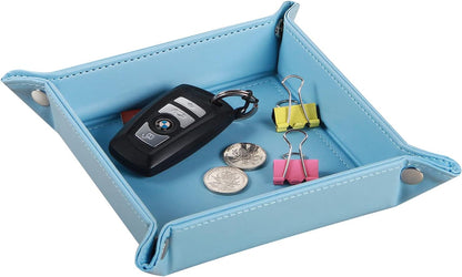 YAPISHI Key Dish Bowl for Men, Entryway Catchall Holder Bedside Table Valet Tray for Pocket Stuff, PU Leather Nightstand Organizer for Dice/Coins/Wallet/Watch/Rings/Sunglasses, Dresser/Coffee Table
