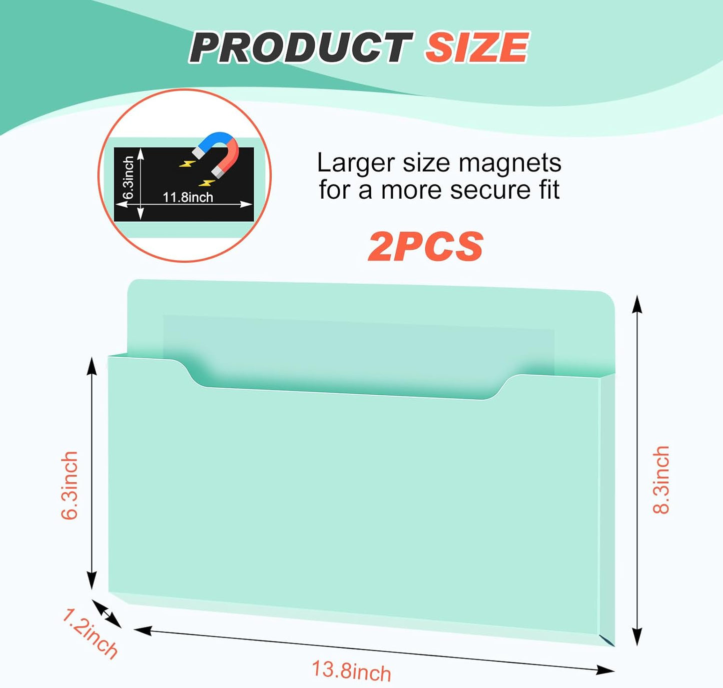 Feifeiya 2 Pcs Magnetic File Folder Wall Hanging Holder Large Pocket Paper Magazine Mail Organizer for Refrigerator Classroom Locker Whiteboard(Vertical,Purple Color,12.2 x 9.4 Inches)