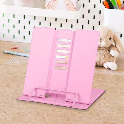 Honagu Small Book Stand Book Holder Metal Desk Stand for Reading Hands Free, Adjustable Cookbook Documents Holder, Portable for Music Books, Textbook, Recipe, Tablet, Ipad, Great Gifts (White)