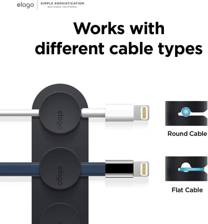 elago Magnetic Cable Management Buttons, Magnetic Cable Holder, Organize 3 Cables, Powerful Magnets, Reusable Sticker Attaches to Surface, Desk Organization (Black)