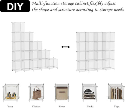 AWTATOS Cube Storage Organizer, 16 Cube Closet Organizer, Stackable Storage Cube Shelves, DIY Portable Closet Clothes Organizer Shelving for Bedroom, Closet, Wardrobe, Bathroom, White