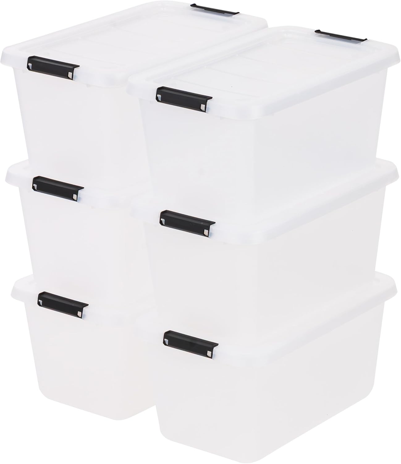 IRIS USA 18 QT Clear Storage Organizer with Removable Dividers, Stackable Plastic Storage Box with Lid, Modular Container for Crafts, Tools, Office & Pantry Organization