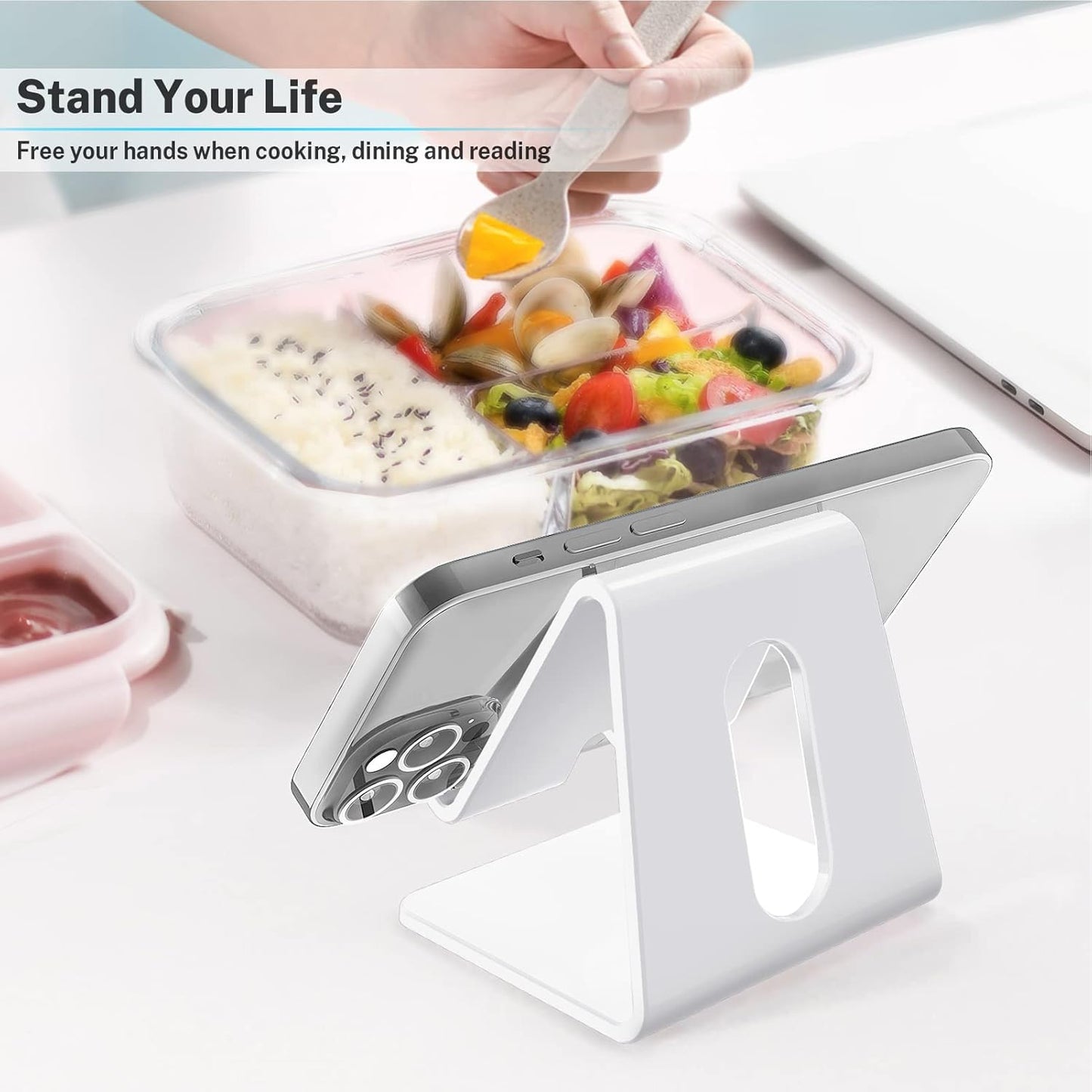 Crpich Acrylic Cell Phone Stand, Portable Clear Phone Stand for Desk, Compatible with Phone16 15 14 13 Pro Max Mini 12 11 Plus SE, Switch, Android Smartphone, Pad, Tablet, Desk Accessories