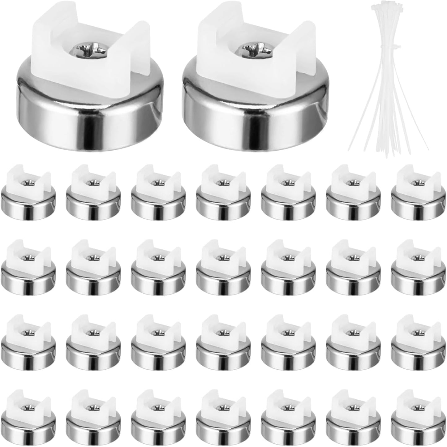 Magnetic Cable Zip Tie Mounts, 35 Pcs Magnet Bases with 200 Pcs Cable Ties, Multipurpose Wire Management Organizer for Desk PC Home Office, Adhesive-Free Cable Clips Holder