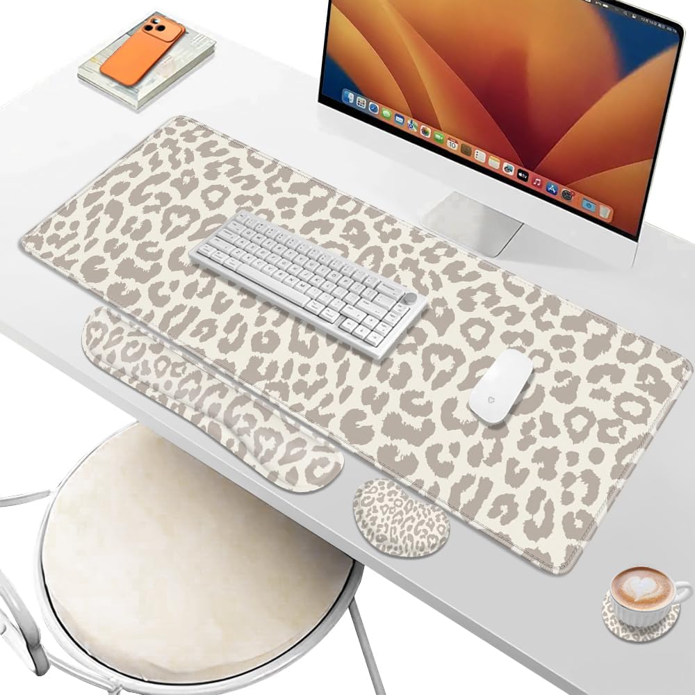 Desk Pad and Keyboard Wrist Rest, Large Mouse Pad + Keyboard Pad+Mouse Wrist Support, Non-Slip Desk Mat Protector for Office, Home 31.5×11.8 Inches Anime Dragon