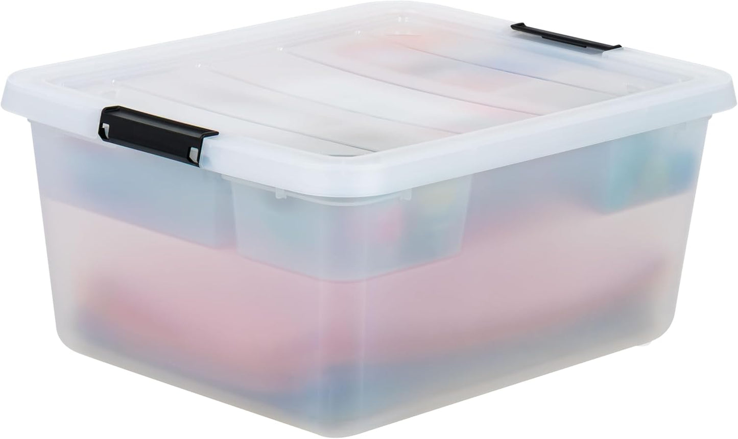 IRIS USA 18 QT Clear Storage Organizer with Removable Dividers, Stackable Plastic Storage Box with Lid, Modular Container for Crafts, Tools, Office & Pantry Organization