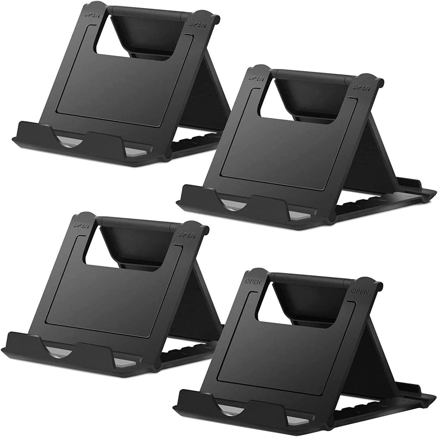 COOLOO Cell Phone Stand 4 Pack, Tablet Stand Multi-Angle, Universal Phone Stand for Desk,Compatible Phone 13 12 Pro Plus All Android Smartphones,(Black)