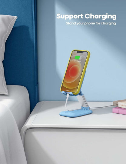 Lamicall Cell Phone Stand for Desk - [Height Adjustable] Foldable Mobile Phone Holder, Portable Stand for iPhone 17 16 15 14 13 12 11 Pro Max Plus Air, Galaxy S25, Office Gift Mothers Day Accessories