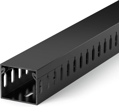 ZhiYo 2 x 2in Professional Server Rack Cable Management Raceway, 99in (6X L16.5in) Cable Raceway Kit, Electrically Safe PVC Open Slot Wire Raceway for Under Desk/Computer/Network Cords, Black