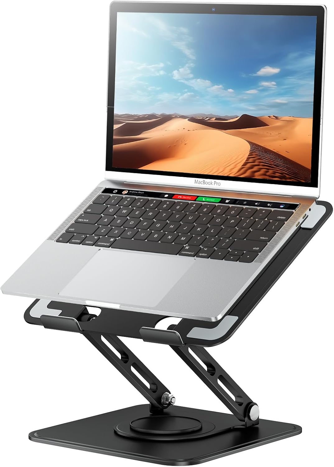 tounee Laptop Stand for Desk, Adjustable Computer Stand Holder with 360° Rotating Base, Ergonomic Laptop Riser Compatible with MacBook Pro Air, All Laptops 10-15.6"-Black