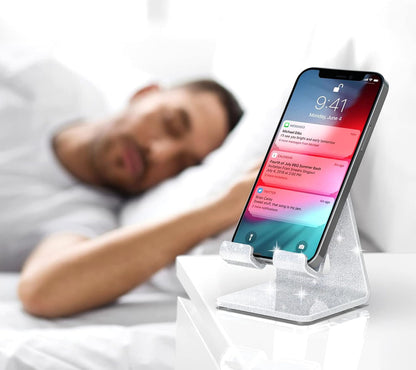 Crpich Acrylic Cell Phone Stand, Portable Clear Phone Stand for Desk, Compatible with Phone16 15 14 13 Pro Max Mini 12 11 Plus SE, Switch, Android Smartphone, Pad, Tablet, Desk Accessories