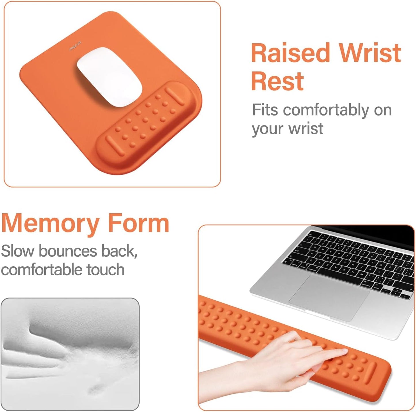 MOSISO Computer Keyboard Stand&Wrist Rest Support for Keyboard &Mouse Pad Set, Ergonomic Massage Wrist Rest Set, Easy Typing Working Acrylic Clear Stand for Office Home, Apricot