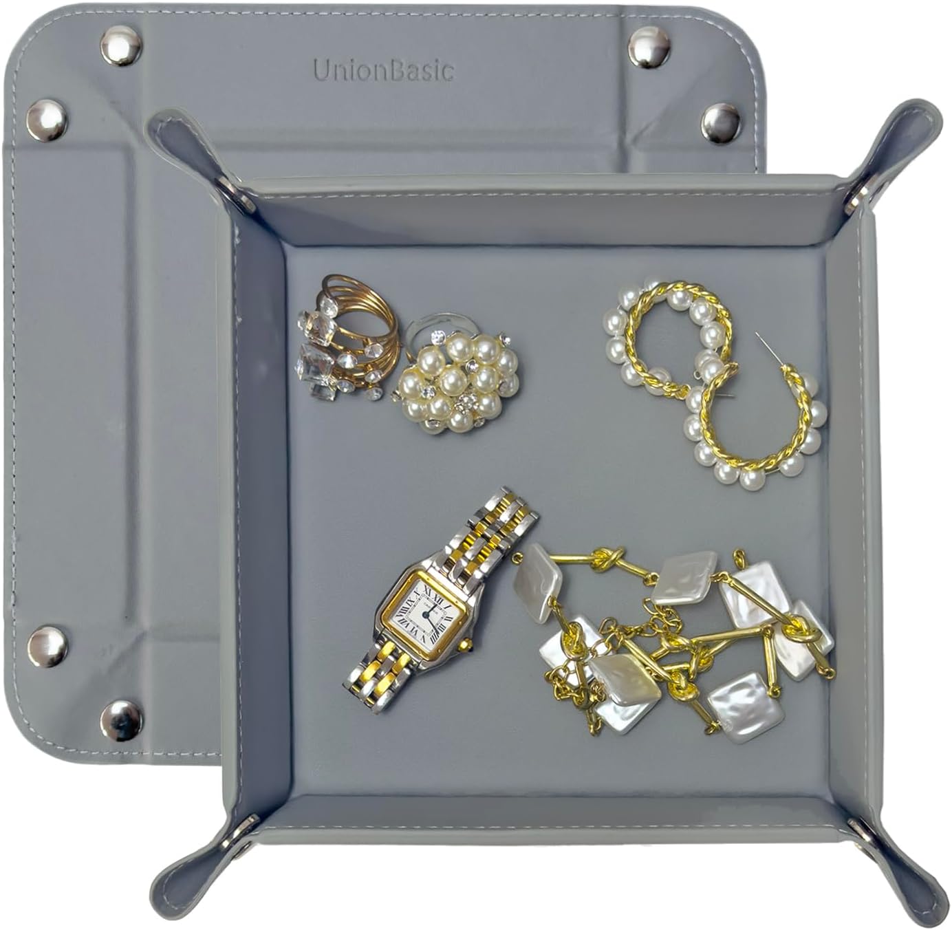 UnionBasic Medium Valet Tray, Jewelry Tray for Rings Watches Earrings, Entryway Catchall Caddy for Coins Keys Change, Nightstand Bedside Valet Holder, Trays for Electronic Gadgets, Candy Pink Plus - Colors B